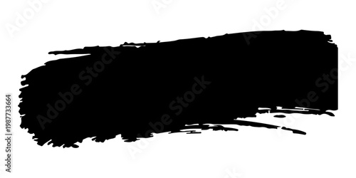 distressed black ink brush smear with organic streaks, dry brush textures, and rough edges, abstract grunge style, high contrast, realistic paint detail, transparent background.