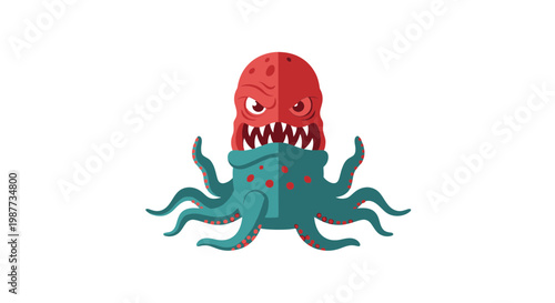 Colorful cartoon monster sea creature toy.