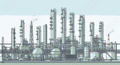 Industrial factory with large chimneys.