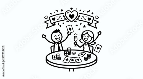 Happy Couple Celebrating Poker Win