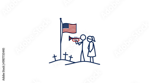 Memorial Day Stick Figure Scene