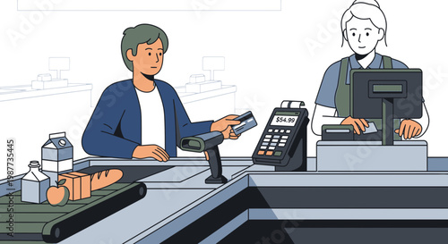 Man paying with card at checkout.