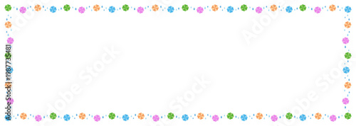 カラフルな傘の梅雨フレーム 雨の日のポップな横長バナー背景素材