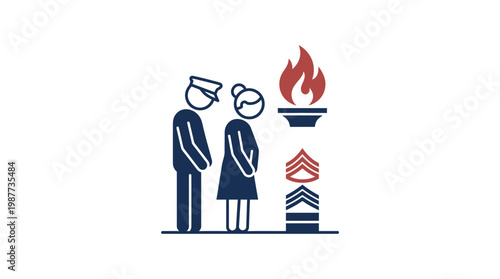 Memorial Ceremony with Military and Eternal Flame