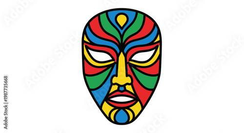 Vibrant colorful mask with patterns.