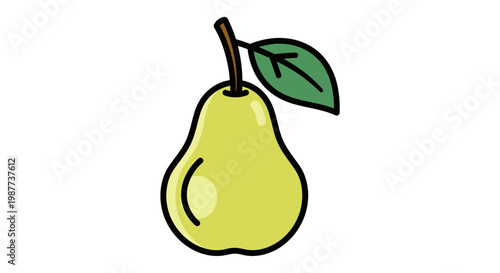 A Yellow Pear Fruit With Leaf.