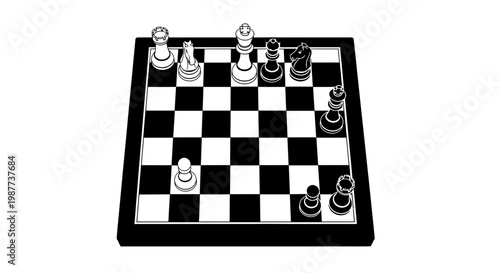 Chess Board with Pieces Setup.