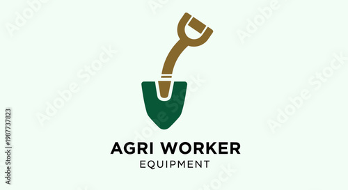 Green Shovel with Brown Handle.