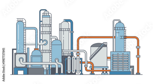 Industrial factory machinery equipment illustration.