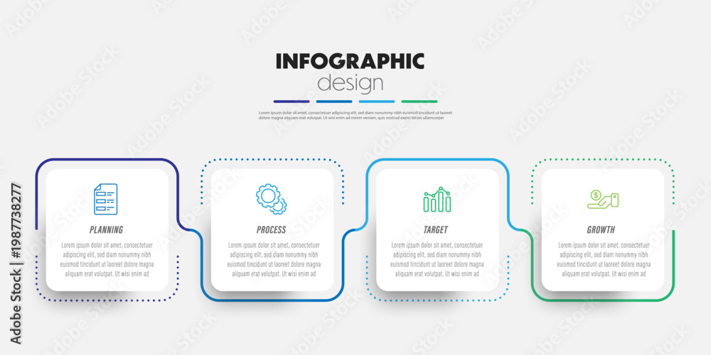 Obraz premium Square shape timeline infographics template presentations and business concept charts 4 options