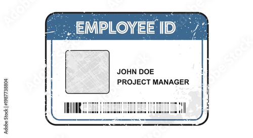 Employee ID Card with Photo Placeholder and Barcode