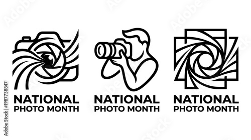 National Photo Month Logo Set in Black and White