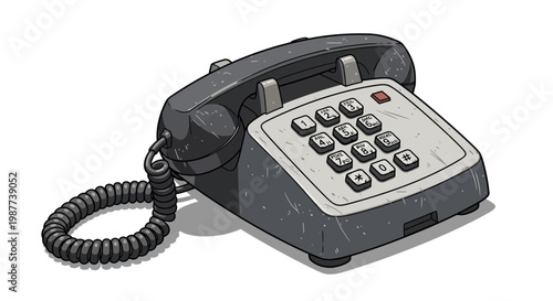 Retro rotary dial telephone with cord on white background
