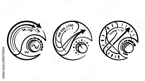 Retro Radio Dial and Control Graphic Set