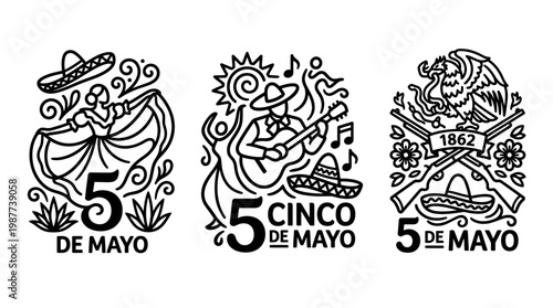 Cinco de Mayo Line Art Designs