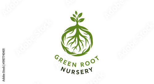 Green Root Nursery Logo Design.
