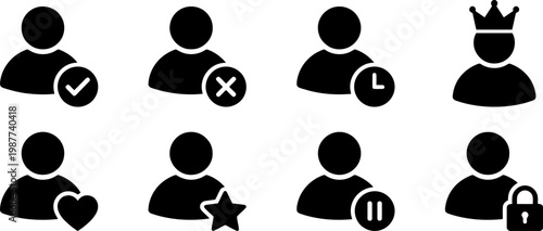 Client Status Icons Solid Filled Icon Set Of Client Status