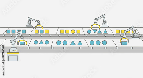 Industrial robotic assembly line system 1.