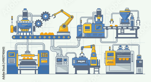 Industrial robotic factory production line equipment.