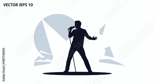 Man Singing on Stage Silhouette Music.