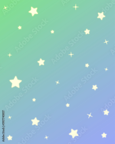 ゆめかわいい/ライトグリーンとブルーのグラデーションにかわいい星を散りばめた4:5背景