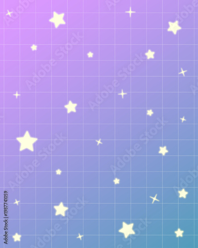 明るい紫とブルーのグラデーションと罫線のテクスチャーにかわいい星を散りばめた4:5背景