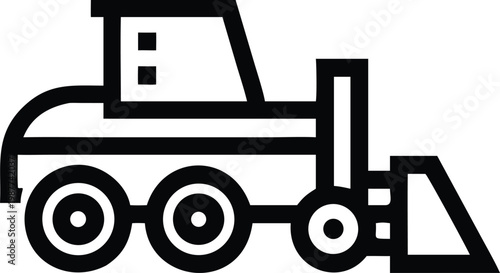 Outline drawing of a robust wheeled bulldozer for earthmoving tasks