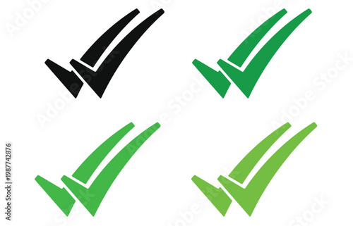 Double Check Mark Icons Set – Multiple Tick Styles for Approval, Success, Validation and User Interface Design