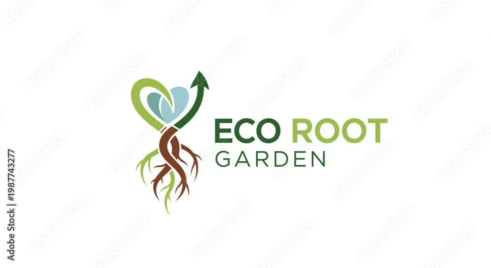 Obraz premium Eco Root Garden Logo Design.