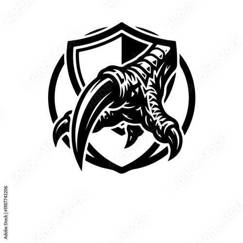 sharp and menacing black and white silhouette of a Cassowary claw. This "Deadly Claw" icon symbolizes lethal strength, protection, and raw power, inspired by the world's most dangerous bird.
