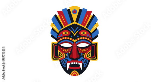 Colorful Tribal Mask Design Face.