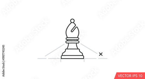 Detailed Drawing of a Chess Knight.