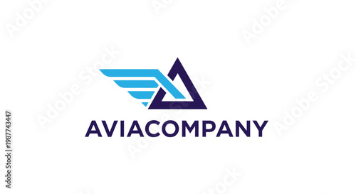 Aviacompany logo featuring a stylized wing and triangle design, representing flight and aviation services.