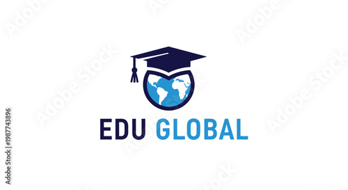 Edu Global Logo - Education and Worldwide Learning Concept.