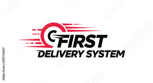 Fast delivery service logo with red and black design for business.