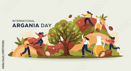 International Day of Argania Celebration Banner Vector