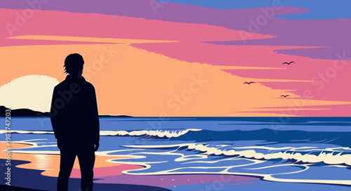 Silhouette of a man standing alone.