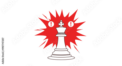White Chess Piece King Closeup Illustration.