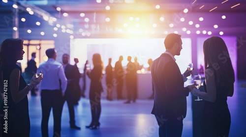 Corporate networking event with professionals interacting