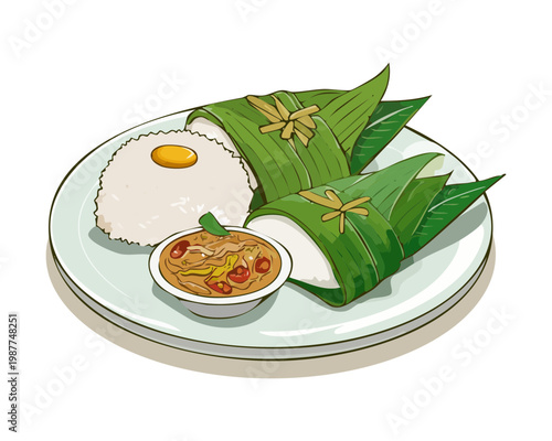 Foto Savory rice plate with side dishes for a complete and satisfying dining meal exp