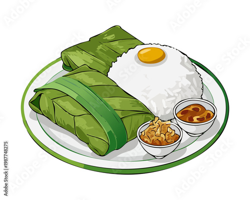 фотографія Traditional plate of side dishes served with rice for a classic and hearty daily