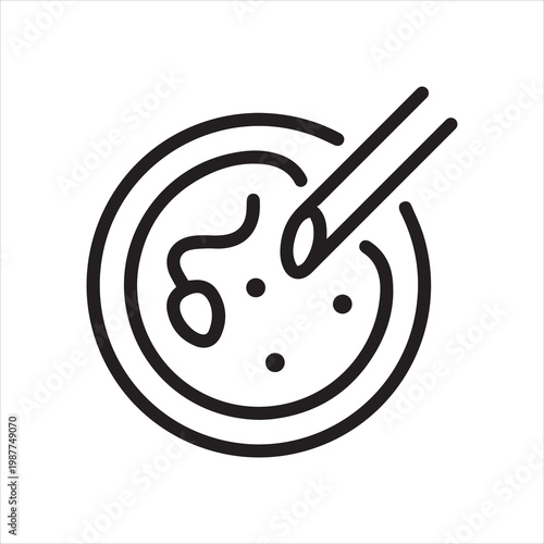 Sperm entering egg, linear icon. IVF fertilization and reproductive process. Line with editable stroke.