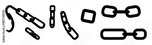 Supply chain management icons set with solid black single-line symbols on white background featuring supply chain, management, links with logistics and flow