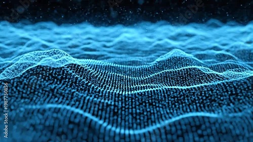 Abstract digital wave pattern in blue color with a dark background. Modern technology concept