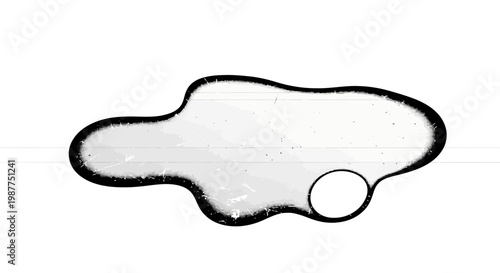 Abstract organic shape with irregular outline and internal circle, white background