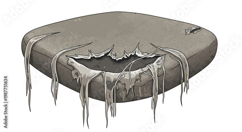 Erosion damaged stone with dripping water