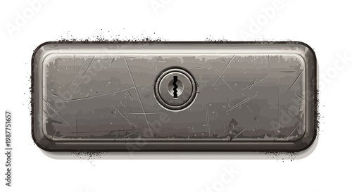 Grungy metal lock plate with keyhole