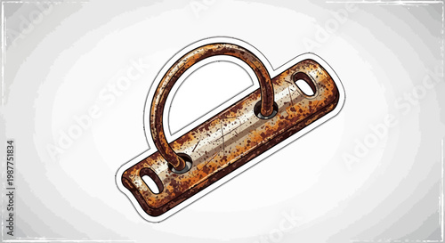 Rusty binder ring on white background