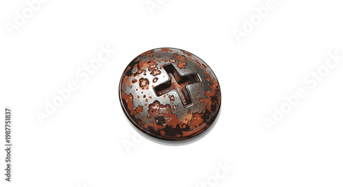 Rusty crosshead screw isolated on white background