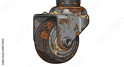 Rusty Caster Wheel Close-up